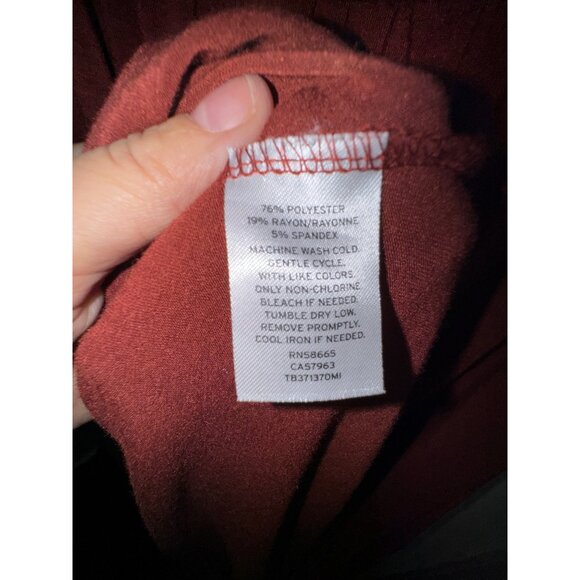 Ribbed Long Sleeve Ruched Midi Dress By Treasure & Bond X-Small Red Rust Classic - Picture 6 of 7